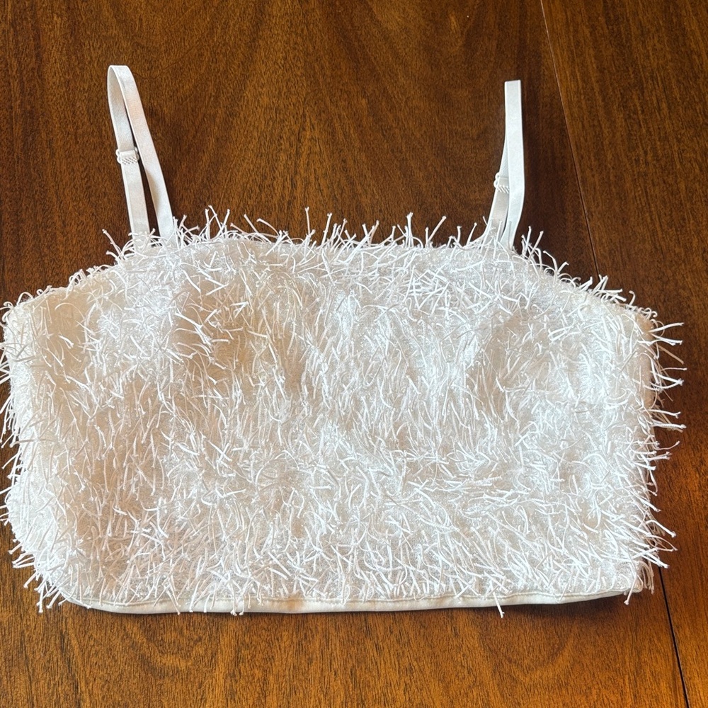 Altar'd State White Fuzzy Crop Top